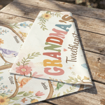 Personlig hjärtformad, färgglad fågelholk med blommönster – trädgårdsflagga med 1–12 namn – trädgårdsdekoration till födelsedag och årsdag för mamma och mormor