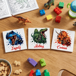 Personalized Ink-Splashed Dinosaur Multicolor 11 oz 15 oz Ceramic Mug with Coaster Daily Use Back to School Birthday Gift for Kids Dinosaur Lovers