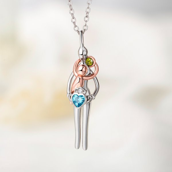 Personalised Dainty Parent & Child Birthstone Necklace Family Jewellery Mother's Day Birthday Gift for Mum Grandmother