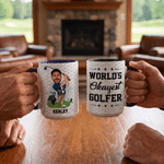 Personalized World’s Okayest Golfer 11 oz 15 oz Ceramic Mug with Name and Photo Birthday Gift for Golf Lover