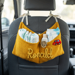 Personalised 100% Cotton Cot Organiser Bag Hanging Storage Car Backseat Pouch Nursery Decor Baby Shower Birthday Gift for Newborn New Parent