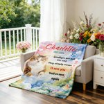 Personalized Photo Rainbow Heart Paw Print Soft Throw Blanket with Name and Year Home Decor Sympathy Gift for Pet Owner Family