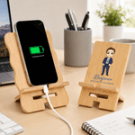Personalised Cartoon Office Character Wooden Phone Holder with Name Office Daily Use Birthday Gift for Colleague Office Worker