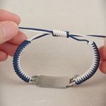 Personalised Adjustable Rope Medical Alert ID Bracelet with Birthstone and Text Emergency Allergy Gift for Men Women