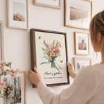 Impressions sur toile personnalisées avec la fleur de naissance, les prénoms des membres de la famille et un titre – Décoration chaleureuse pour la maison. Expédiées depuis les États-Unis. Cadeau d'an