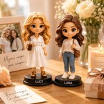 Figura Chibi 3D personalizada con foto base de madera y texto decoración de escritorio regalo de cumpleaños o aniversario para amigos y la familia