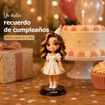 Figura Chibi 3D personalizada con foto base de madera y texto decoración de escritorio regalo de cumpleaños o aniversario para amigos y la familia