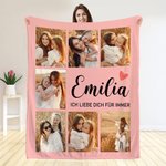 Personalisierte Foto Kuscheldecke | mit Text und 7 Fotos | Muttertag Geburtstag Geschenk für Familie Freunde