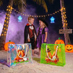 Personalised Halloween Ghost Pumpkin Holographic Transparent Tote Bag with Name Trick or Treat Party Accessories Halloween Gift for Kids