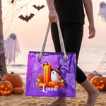 Personalised Halloween Ghost Pumpkin Holographic Transparent Tote Bag with Name Trick or Treat Party Accessories Halloween Gift for Kids
