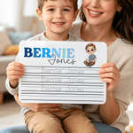 Personalised Cartoon Kid Character Name Tracing Board with Dry-Erase Pen Home Learning Accessory Back to School Birthday Gift for Kids