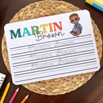 Personalised Cartoon Kid Character Name Tracing Board with Dry-Erase Pen Home Learning Accessory Back to School Birthday Gift for Kids