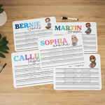 Personalised Cartoon Kid Character Name Tracing Board with Dry-Erase Pen Home Learning Accessory Back to School Birthday Gift for Kids