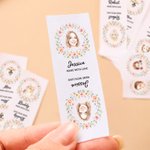 Personalised Watercolour Flower Wreath Face Photo Cotton 50 Pcs Sewing Labels with Name Birthday Gift for Knitting DIY Craft Lovers
