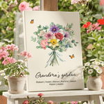 Impressions sur toile personnalisées avec la fleur de naissance, les prénoms des membres de la famille et un titre – Décoration chaleureuse pour la maison. Expédiées depuis les États-Unis. Cadeau d'an