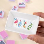 Personalized Chinese-Style Floral Ceramic Mahjong Dice Dish with Name Mahjong Game Night Family Gathering Gift for Mahjong Lovers