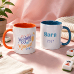 Personalized Fun Mahjong Design Ceramic Mug with Name Tea Coffee Cup Game Night Birthday Gift for Mahjong Enthusiast