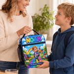 Personalised 3D Pixar Style Cartoon Character Insulated Lunch Bag with Name Daily Use Back to School Birthday Gift for Kids Students