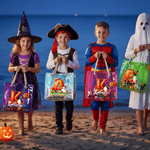 Personalised Halloween Ghost Pumpkin Holographic Transparent Tote Bag with Name Trick or Treat Party Accessories Halloween Gift for Kids