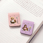 Personalized Butterfly Birth Flower Cartoon Character Magnetic PU Leather Bookmark Clip with Name Daily Reading Accessory Birthday Gift for Bookworm