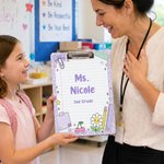Personalized Preppy Style Doodle School Stationery Clipboard with Low Profile Clip Daily Use Teacher's Day Back to School Gift for Teacher