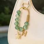 Personalized Carabiner Beaded Bubble Initial Keychain with Heart Star Charm Bag Accessory Birthday Gift for Friends Family