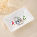 Personalized Chinese-Style Floral Ceramic Mahjong Dice Dish with Name Mahjong Game Night Family Gathering Gift for Mahjong Lovers