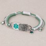 Personalised Adjustable Rope Medical Alert ID Bracelet with Birthstone and Text Emergency Allergy Gift for Men Women