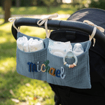 Personalised 100% Cotton Cot Organiser Bag Hanging Storage Car Backseat Pouch Nursery Decor Baby Shower Birthday Gift for Newborn New Parent
