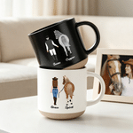 Personalised Western Horse Riding 12 oz Ceramic Coffee Mug with Handle and Name Daily Use Horse Training Gift for Horse Owners Lovers