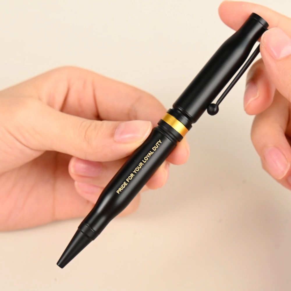 Personalised Red Blue Line Engraved .308 Bullet Shaped Ballpoint Pen with Clip Ink Refill Gift for Men Policeman Military Legal Officer 5