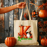 Personalized Magic Ghost Pumpkin Canvas Bag with Name Halloween Party Gift for Boys Girls