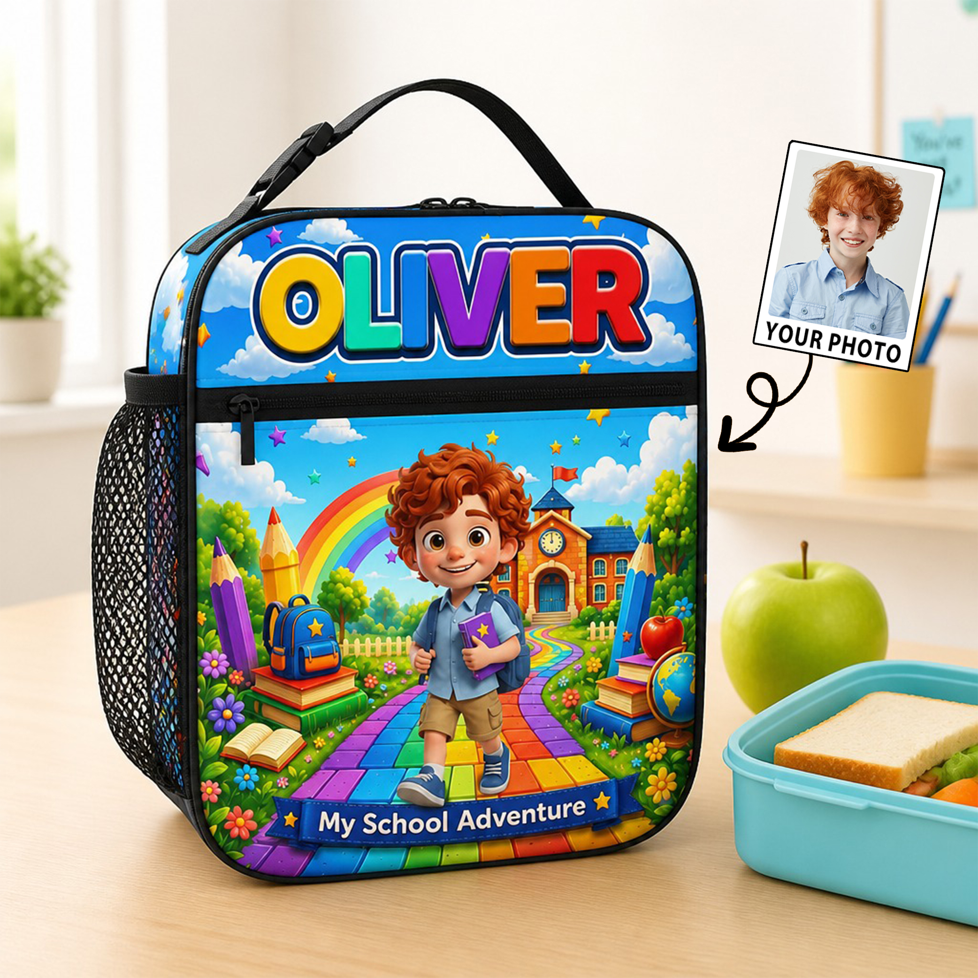 Personalisierte, isolierte 3D-Cartoon-Figur-Lunchtasche mit Namen – für den täglichen Gebrauch, zum Schulanfang oder als Geburtstagsgeschenk für Kinder und Schüler