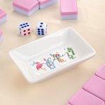 Personalized Chinese-Style Floral Ceramic Mahjong Dice Dish with Name Mahjong Game Night Family Gathering Gift for Mahjong Lovers