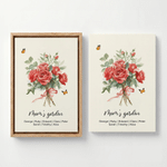 Impressions sur toile personnalisées avec la fleur de naissance, les prénoms des membres de la famille et un titre – Décoration chaleureuse pour la maison. Expédiées depuis les États-Unis. Cadeau d'an