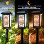 Personalisierte Solar-Gartenleuchte im Mucha-Stil | mit Haustierfoto und Geburtsblume | mit Namen und Datum | Geschenk für Tierbesitzer und Familien