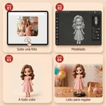 Figura Chibi 3D personalizada con foto base de madera y texto decoración de escritorio regalo de cumpleaños o aniversario para amigos y la familia