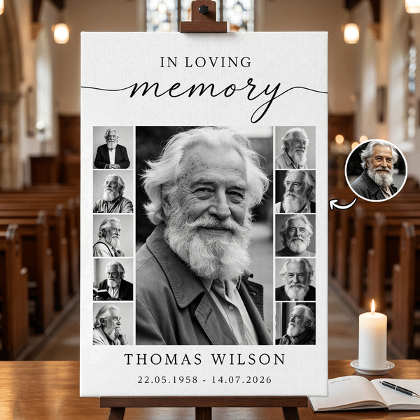 Personalzied Photos Canvas Prints with Name and Date Ship from USA Funeral Ceremony Memorial Service Decor Sympathy Gift for Loss of Loved One