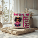 Personalized Cartoon Black Girl Bible Verse Name Soft Throw Pillow Cover Home Decor Religious Birthday Gift for Girls
