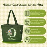 Personalisierte Diamant-Monogramm Tasche aus Cord | mit Geburtsblume und Namen | Geburtstagsgeschenk für Frauen