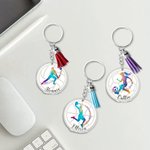 Personalised Rainbow Splash Sports Silhouette Acrylic Keychain with Name and Tassel Team Birthday Gift for Teenagers Players