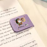 Personalized Butterfly Birth Flower Cartoon Character Magnetic PU Leather Bookmark Clip with Name Daily Reading Accessory Birthday Gift for Bookworm