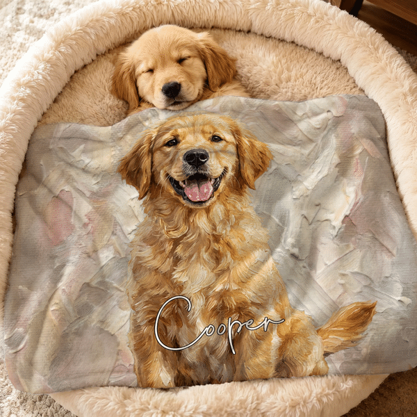 Personalised Multicolour Pet Portrait Soft Pet Blanket with Name Living Room Daily Use Birthday Gift for Pet Owner