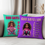 Personalized Cartoon Black Girl Bible Verse Name Soft Throw Pillow Cover Home Decor Religious Birthday Gift for Girls