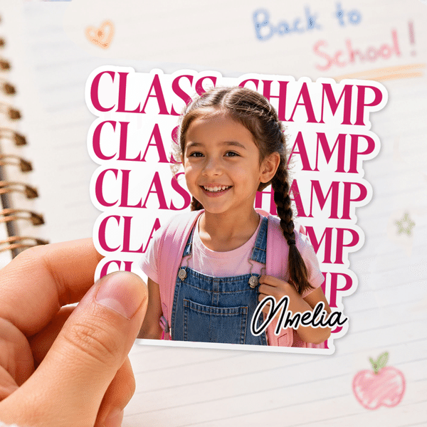 Personalized Multicolor School Star Class Champ Kid Photo Stickers with Name Back to School Birthday Gift Gift for Kids Students