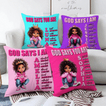 Personalized Cartoon Black Girl Bible Verse Name Soft Throw Pillow Cover Home Decor Religious Birthday Gift for Girls