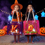 Personalised Halloween Ghost Pumpkin Holographic Transparent Tote Bag with Name Trick or Treat Party Accessories Halloween Gift for Kids