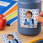 Personalised Multicolour School Star Class Champ Kid Photo Stickers with Name Back to School Birthday Gift Gift for Kids Students