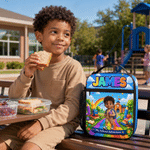 Personalised 3D Pixar Style Cartoon Character Insulated Lunch Bag with Name Daily Use Back to School Birthday Gift for Kids Students
