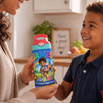 Personalised 3D Pixar Style Cartoon Character 12 oz Insulated Water Bottle with Name Back to School Birthday Gift for Kids Boys